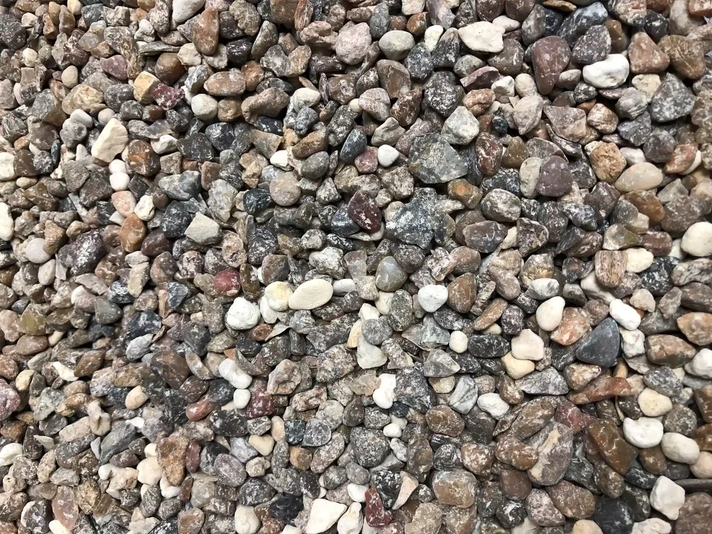 A close-up view of pea gravel.