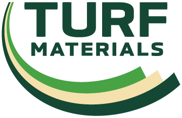 The Turf Materials logo, which shows the words "TURF MATERIALS" in dark green text with three circular swooshes below.