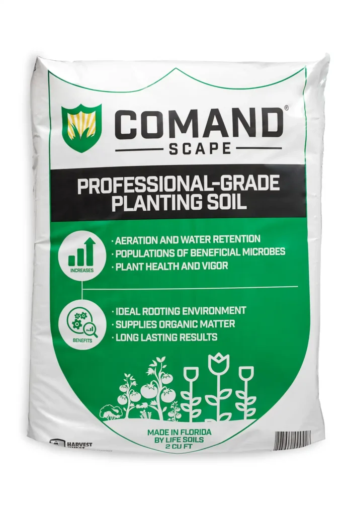 A 45-pound bag of COMAND Scape Professional-Grade Planting Soil, seen from the front.
