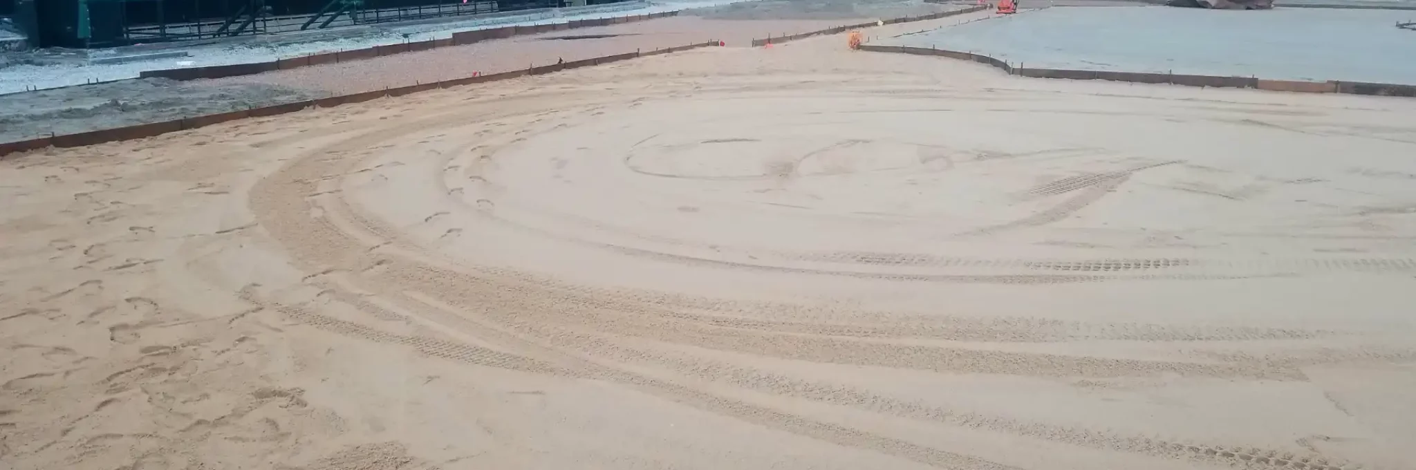 Infield clay installed in a sports field.